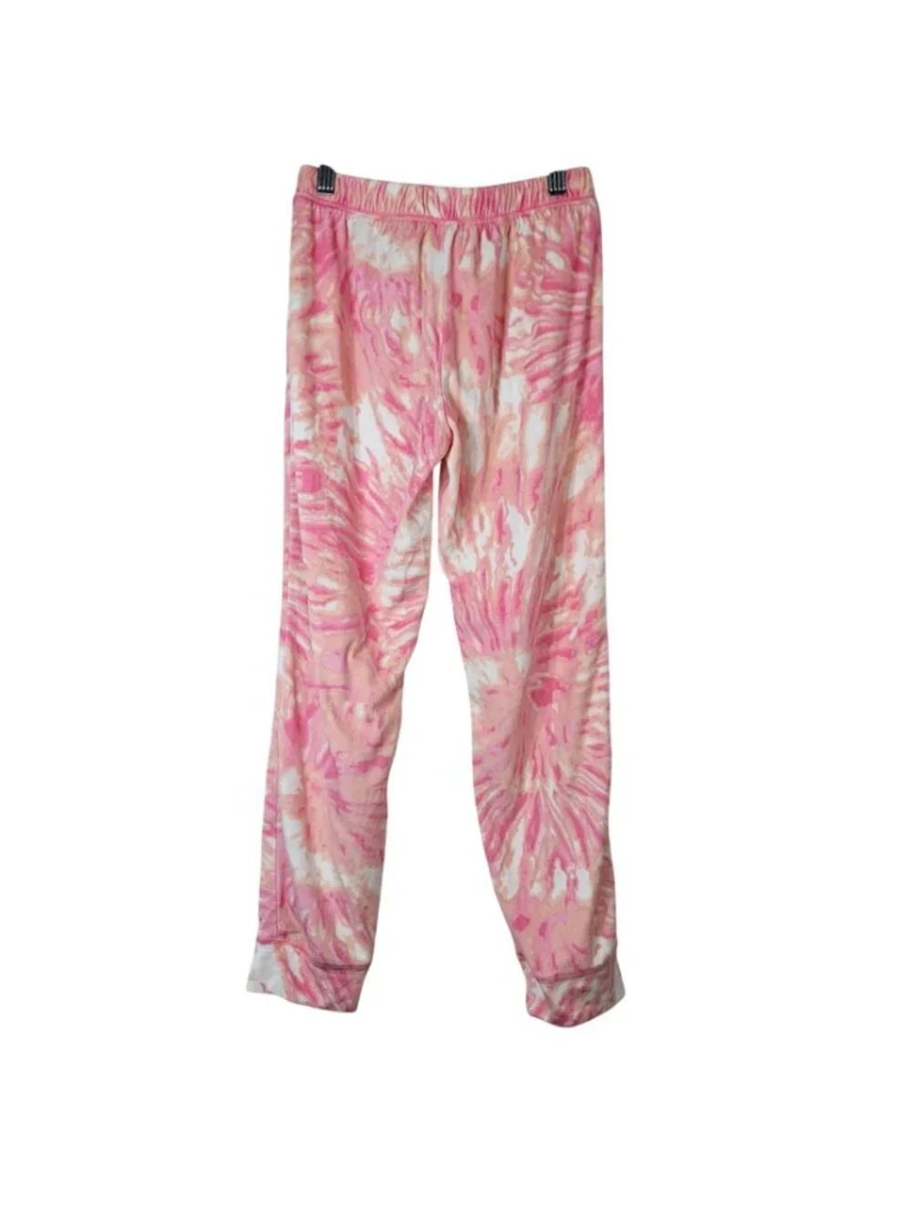 Justice Girls Fleece Pajama Set Pink Medium Tie Dye Hood Joggers Long Sleeves
